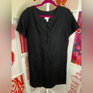 WHITE LABEL THE WHITE COMPANY LINEN BLACK  Dress